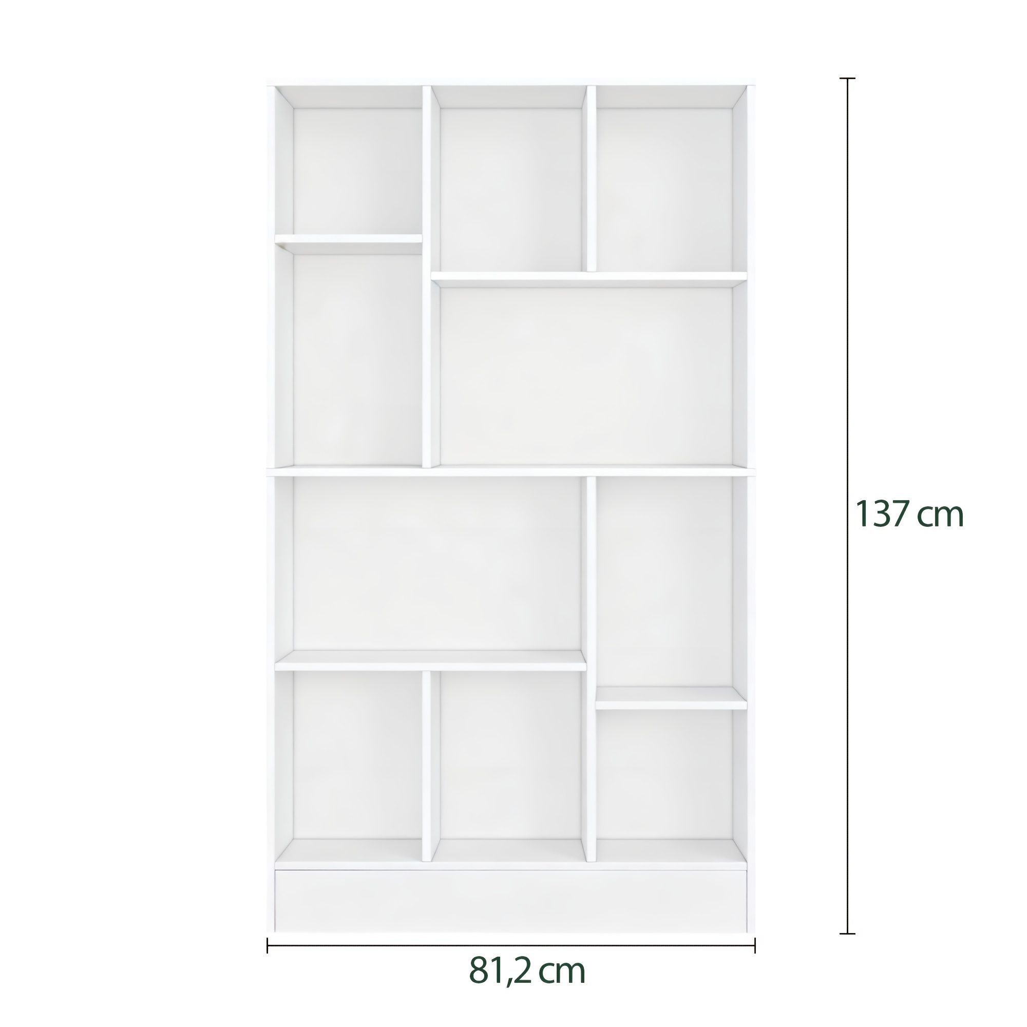 TEMU Estantería artística de 10 compartimentos escalonados, puro, 137 cm de , media, estante de almacenamiento bidireccional con diseño de