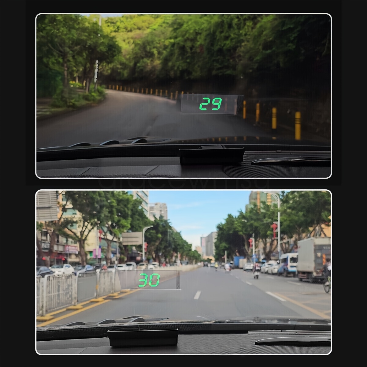 gps speedometer hud display for cars trucks real time mph with green font for dashboard or windshield usb cable reflective film vehicle speed monitoring display durable abs material details 4