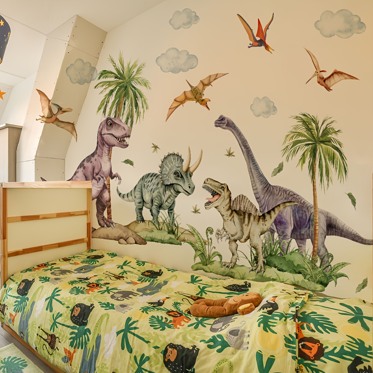 a set of two creative dinosaur   stickers bedroom living room entrance   decoration stickers self   ms3337 yl