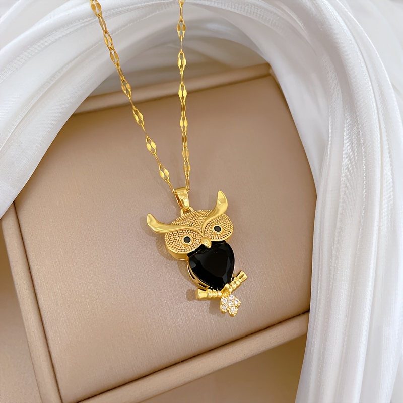 TEMU 1pc Trendy Fashion Stainless Steel Necklace / Owl Pendant Stainless Steel Necklace / Suitable For Women' And Party Wear / Exquisite Jewelry