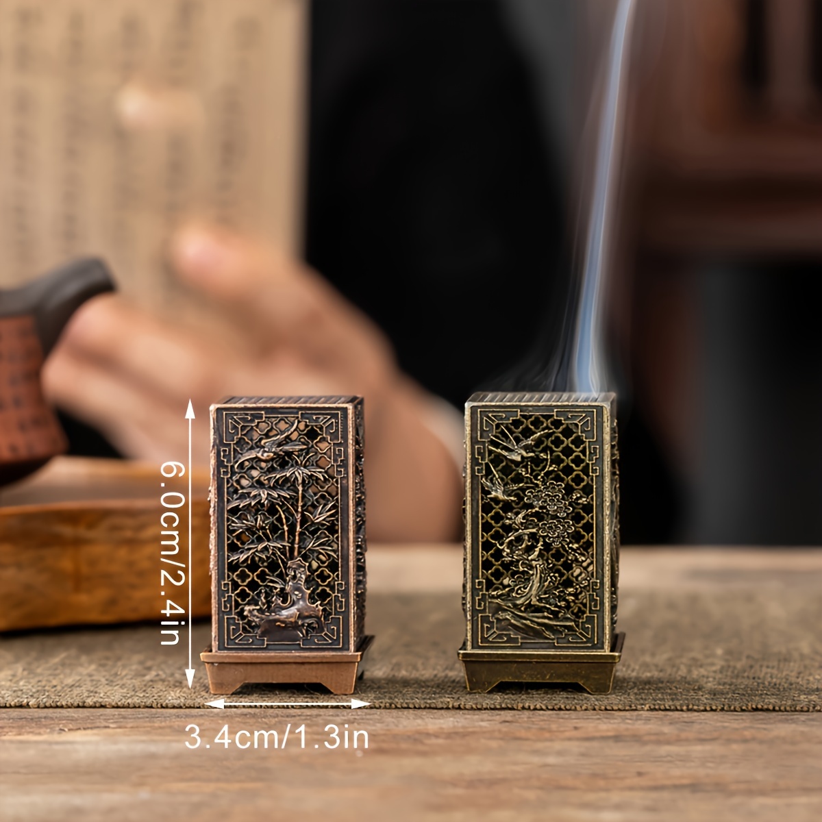 1pc of creative hollow incense holder from china a metal box for indoor use   christmas halloween easter and hanukkah an elegant decoration for home and tea ceremonies Product details 3