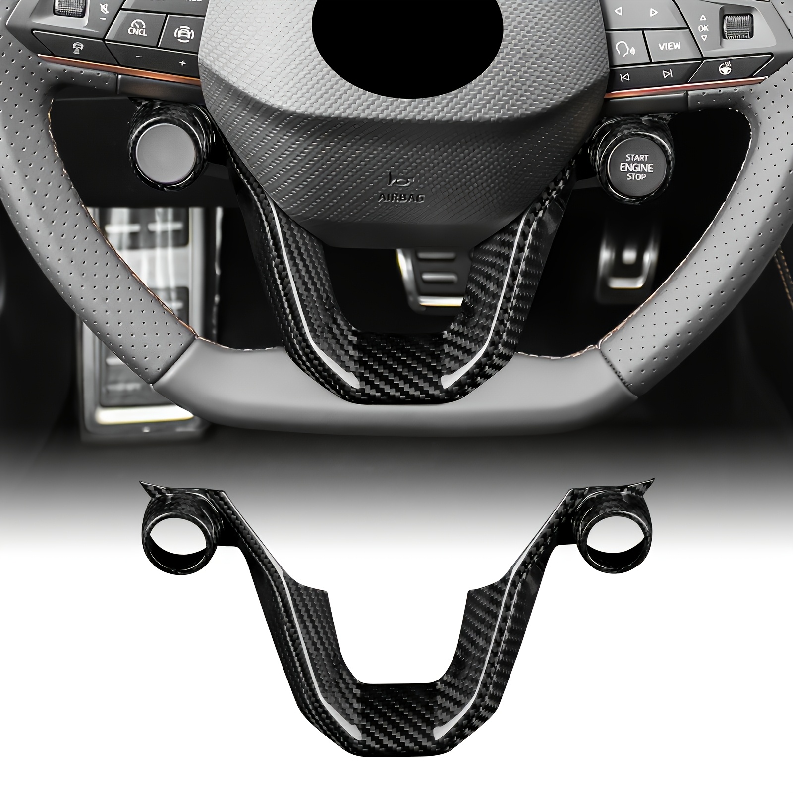 Image of Jupizeus Is Suitable For Seat Series Steering Wheel Chin Frame Dry Carbon Genuine Carbon Fiber Car Steering Wheel Protection Additions Universal