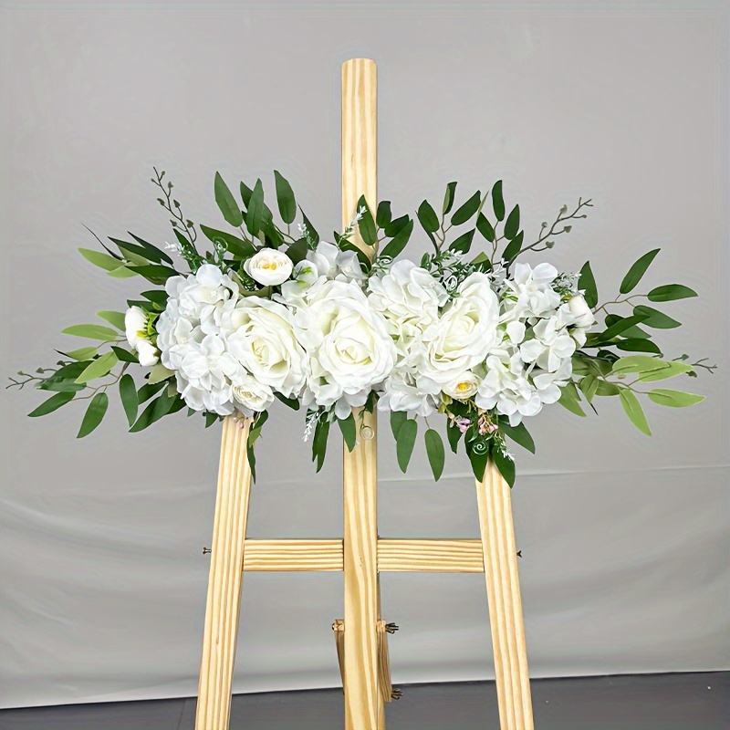 Image of Artificial Rose Flower Wreath, Wedding Arch Flower And Chair Back Decoration Faux Flowers, Fake Flowers Table Centerpiece Bar Mirror Front Door Decor, Summer Autumn Home Decor