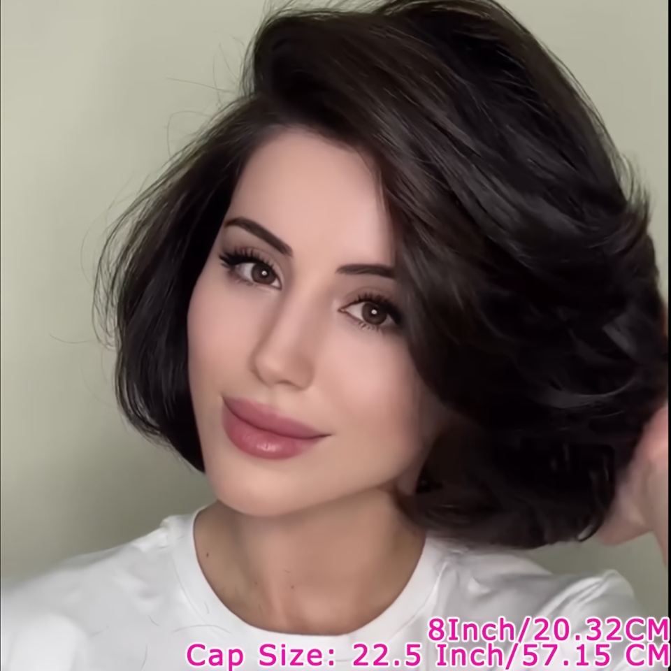 TEMU Women' 150% Density Short Bob Wig Suitable For - Pre- Human Hair With Baby Hair & Transparent 13x4 Lace Front, Wig For Casual & Formal Events, Straight Hair Wigs For Daily Wear, Realistic Look