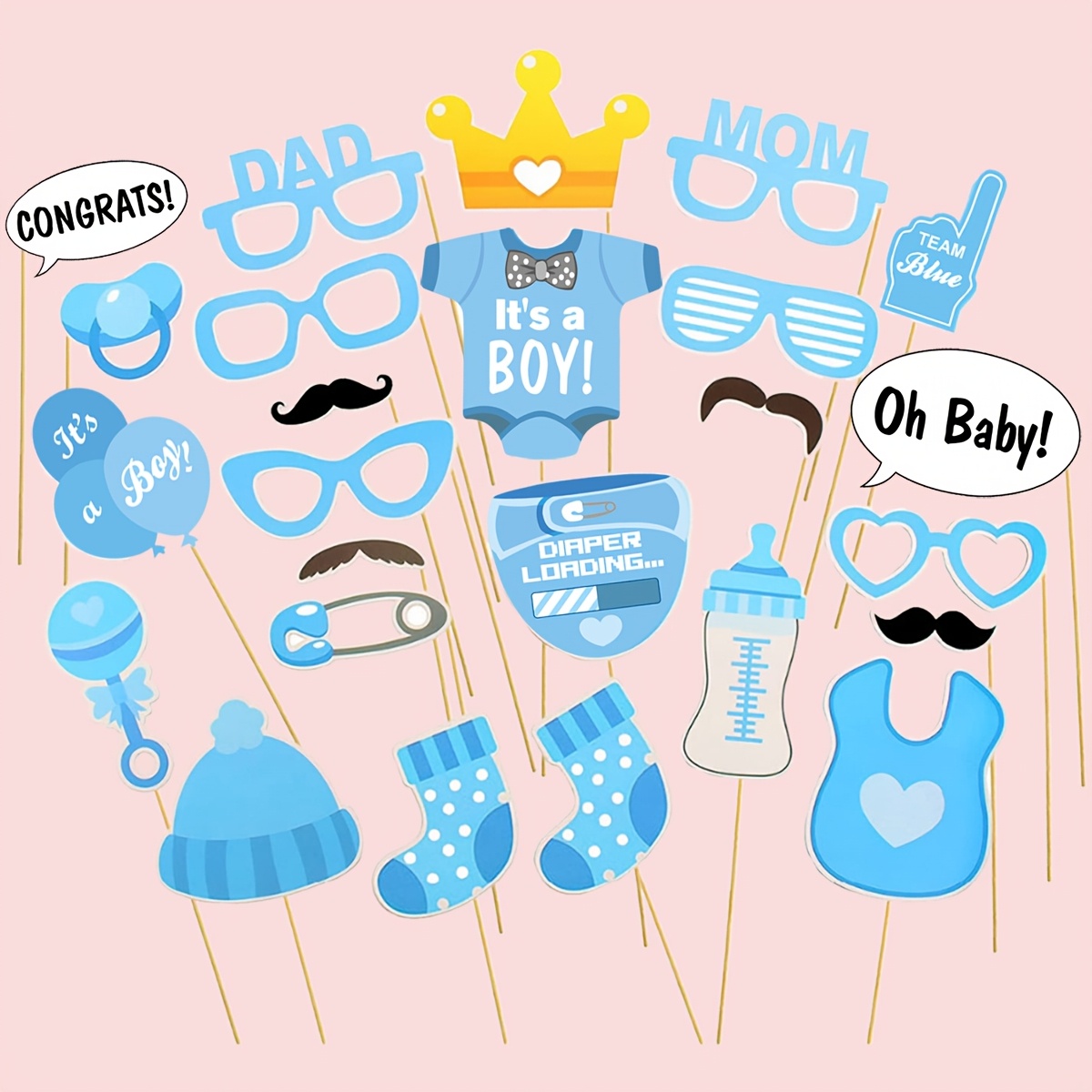 TEMU 25pcs Gender Reveal Party Diaper Balloons Birthday Hat Party Photo Props