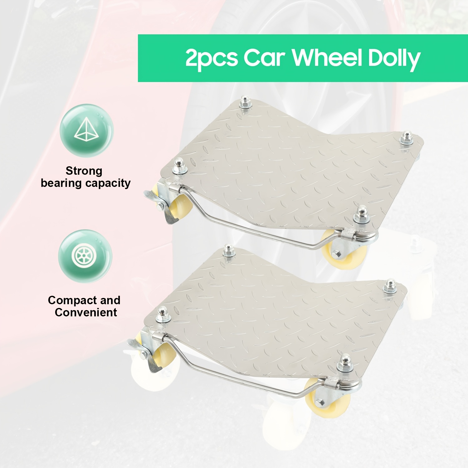 2 Pack Heavy Duty Car Tyre Skate Wheel Dolly
