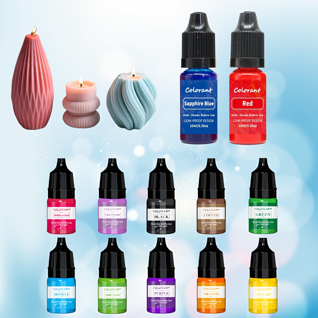 12-color High Concentration Scented Candle Liquid Colorants Diy Handmade Wax Tinting 10 Colors 5ml + 2 Colors 10ml Gift Set Wax Molding Materials
