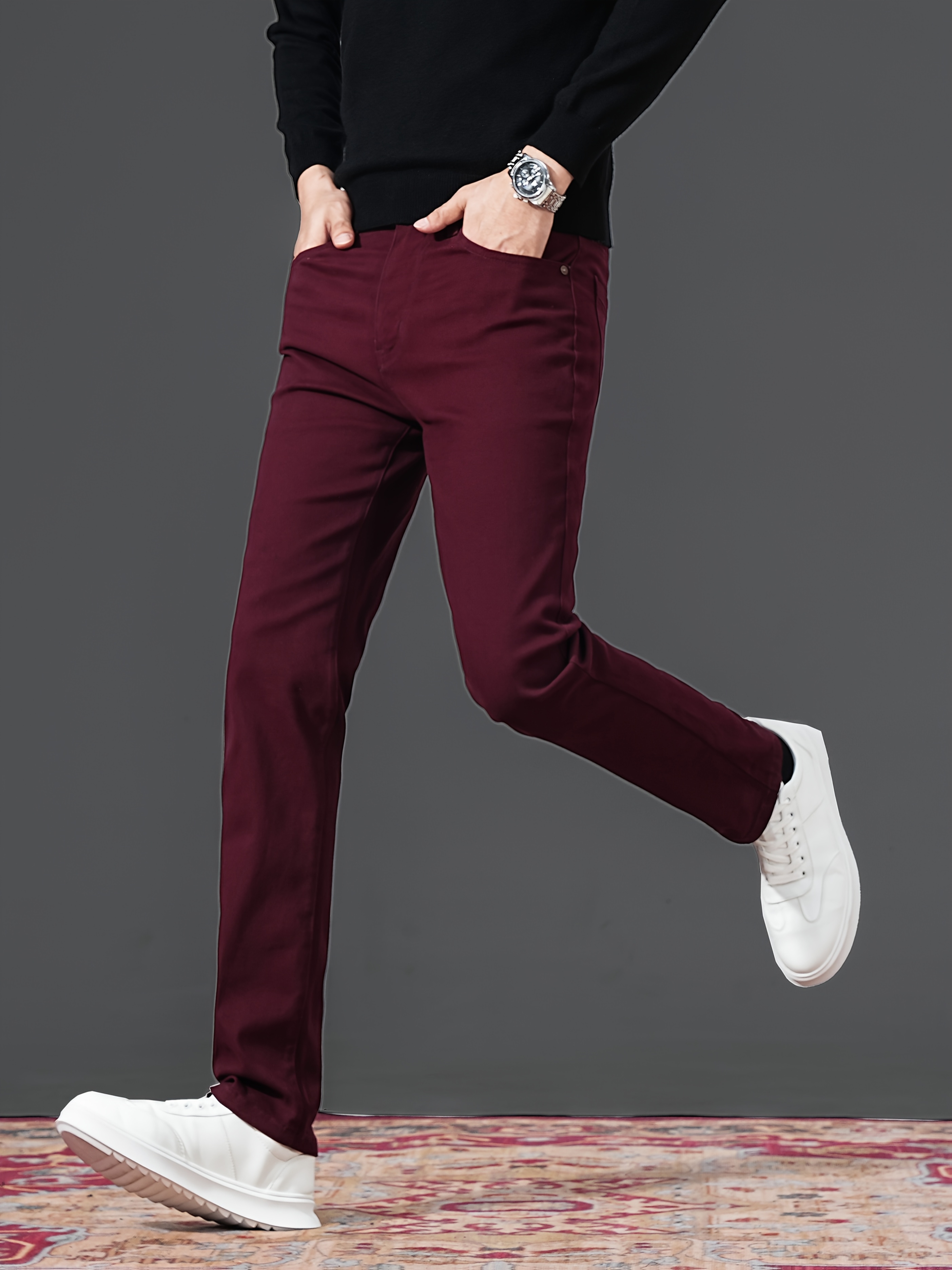 Formal Pants Red Pants Office Outfit Red Pants Burgundy Shoes Men