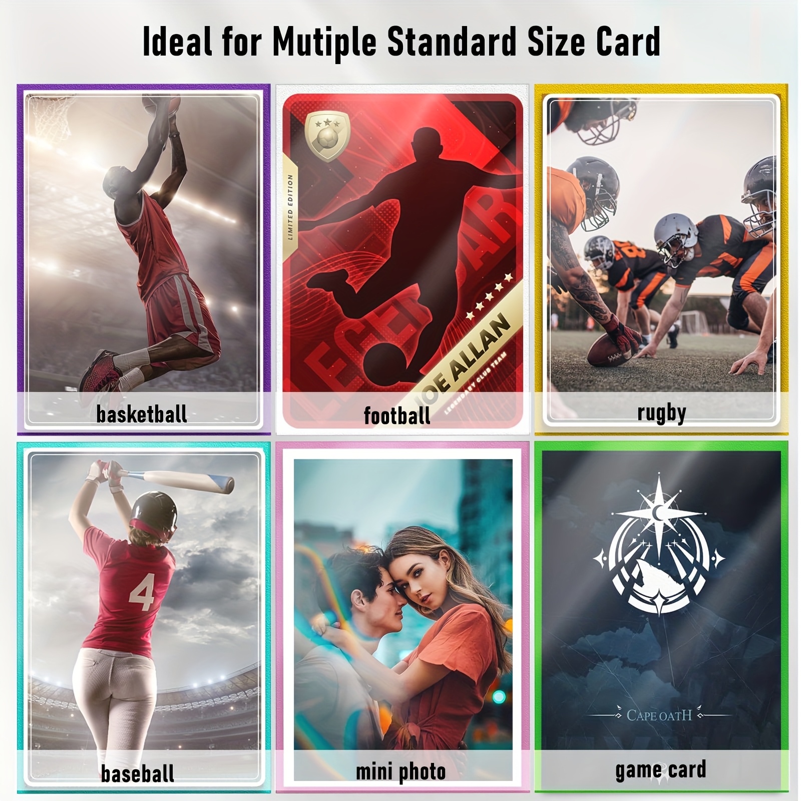 1000 colorful trading card sleeves football sports cards - Temu