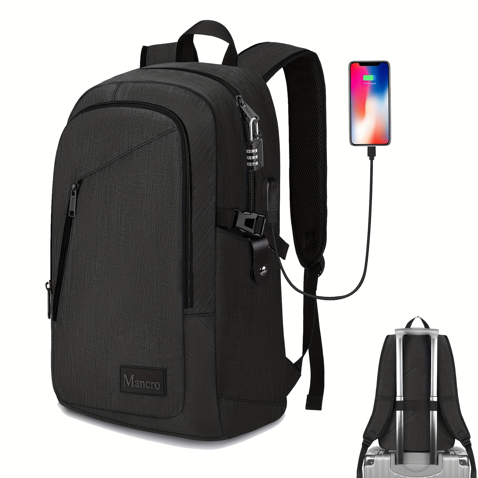 

Business Travel Laptop Backpack, Anti Theft Slim Laptop Bag With Usb Charging Port For Men And Women, Bag Fits 15.6 Inch Laptop And Notebook, Black, Christmas Gift, Mens Gift, Christmas Gift Ideas