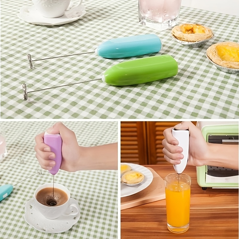 1pc Handheld Electric Cake Mixer & Whisk - Portable 304 Stainless Steel Whisk with Ergonomic Plastic Handle, 1-Speed for Baking, Coffee, Tea - Battery-Powered (Batteries Not Included), Baking Essentials, Modern Kitchen Tool, Durable Kitchenware