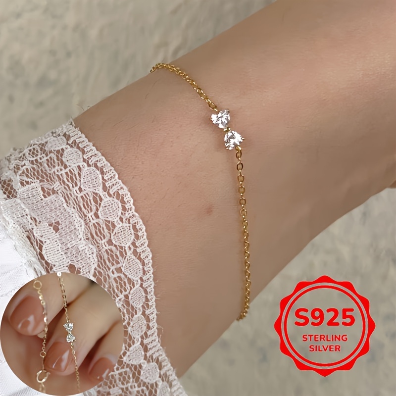 925 Sterling Silver Butterfly Knot Bracelet with Cubic Zirconia