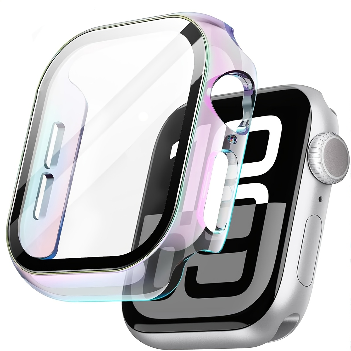 TEMU Custodia placcata e da 1 pezzo per Apple Watch 40/41/42/44/45/46/49mm, per , -caduta, 2 in 1, ultra , con protezione in vetro temperato, per