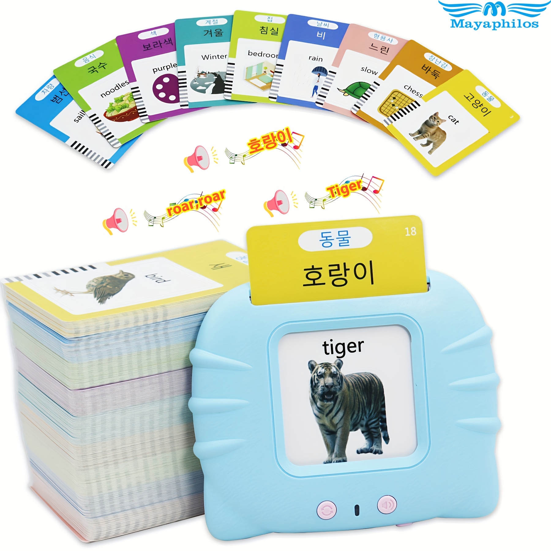 

510 Words Korean And English Bilingual Talking Flash Cards, Learning Sensory Voice Hearing Toy, Pocket Vocabulary Educational Game, Christmas Thanksgiving Birthday Gift