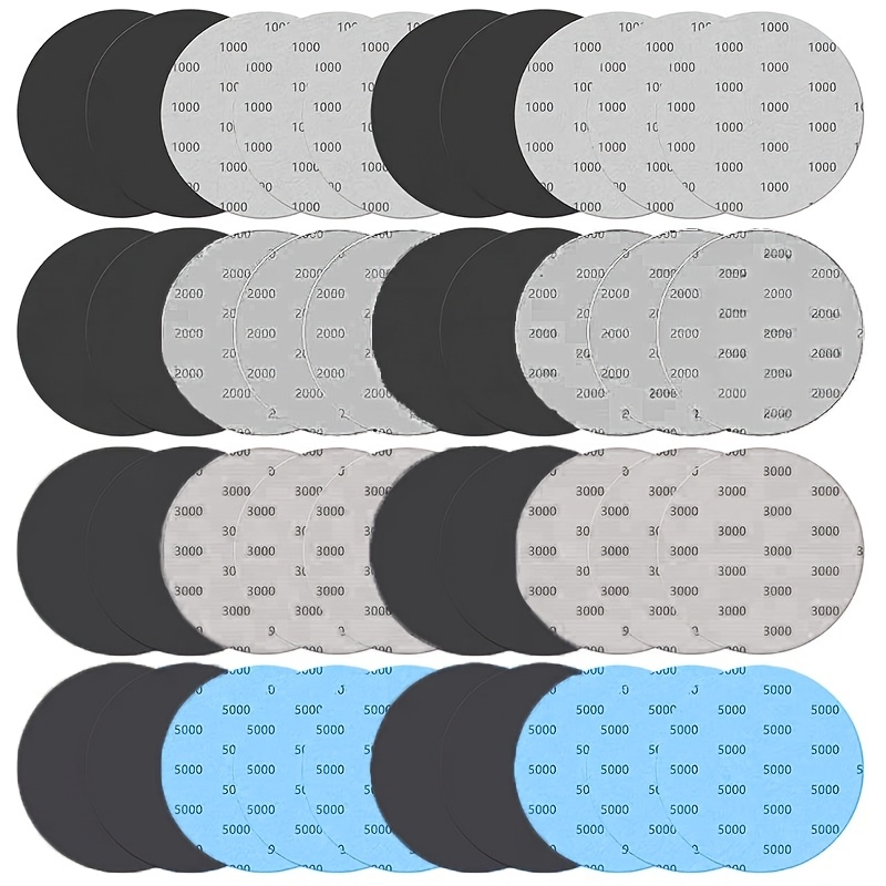 TEMU 40pcs 125mm/5-inch Wet And Dry Sandpaper Set | Sandpaper, Grit 1000/2000/3000/5000, Fine Grit, Durable, Suitable For Sanding And Polishing Wood,