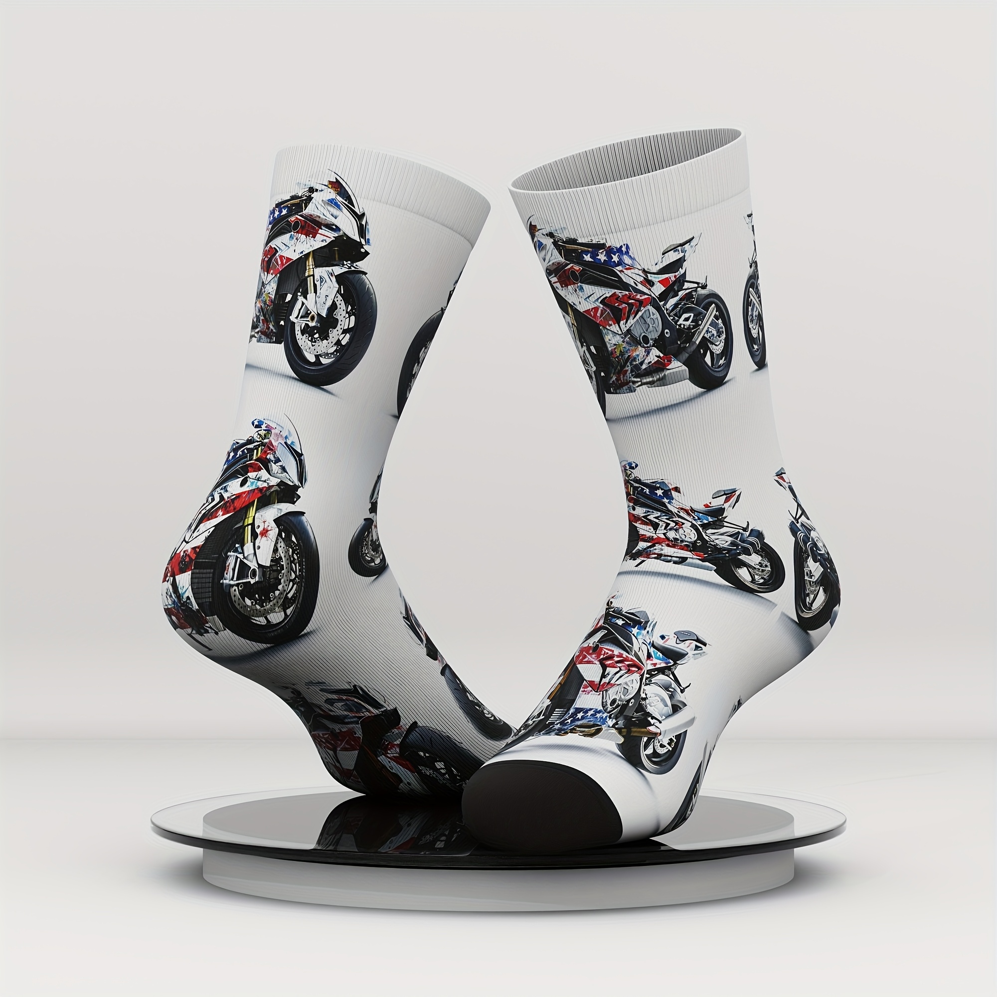 E-shop [Perfektes Geschenk] 1 Paar Herren Novelty Motorrad- Muster Crew Socken, Atmungsaktive Bequeme Freizeit Socken Geeignet für Herren Outdoor