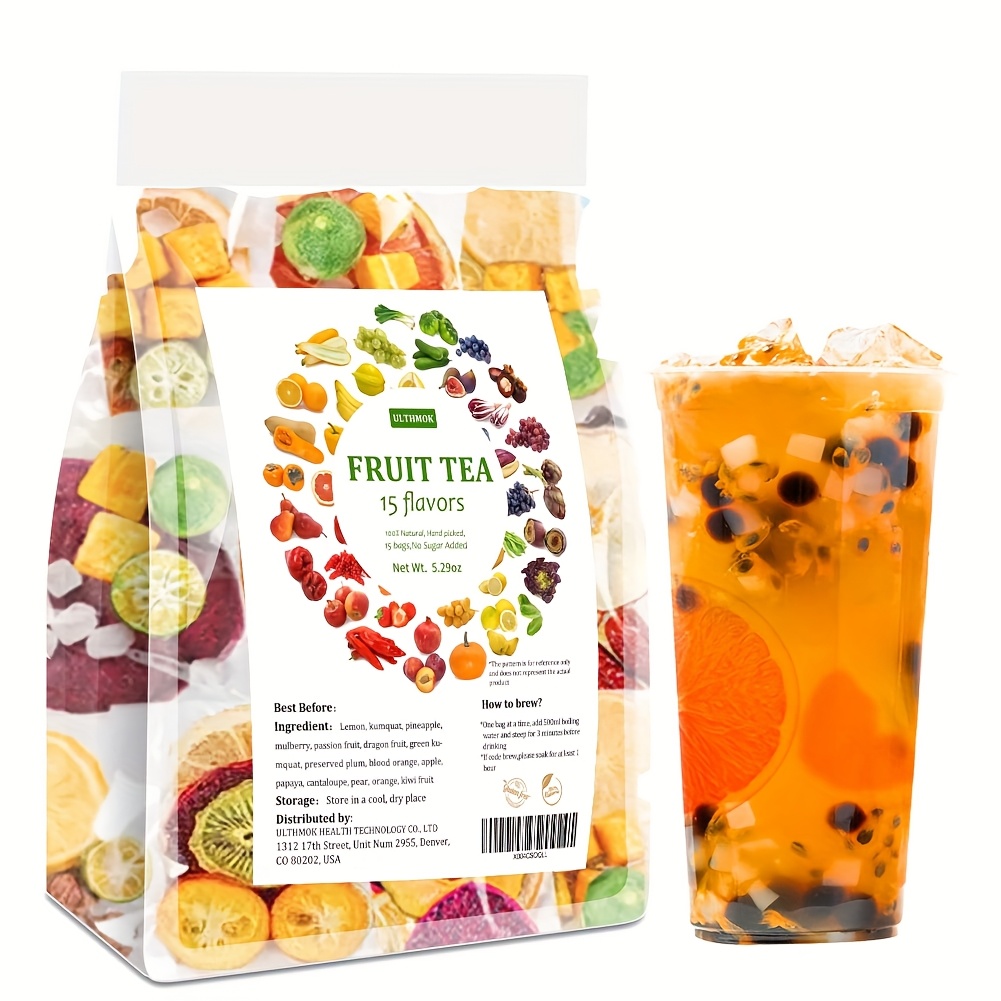 TEMU 15 Kinds Of Fruit Teas Are 5.3 Oz/150g, Made Of Dried Lemon Slices, Dried Oranges, Dried Pineapple, Passion Fruit, Apples, Pears, And Dragon