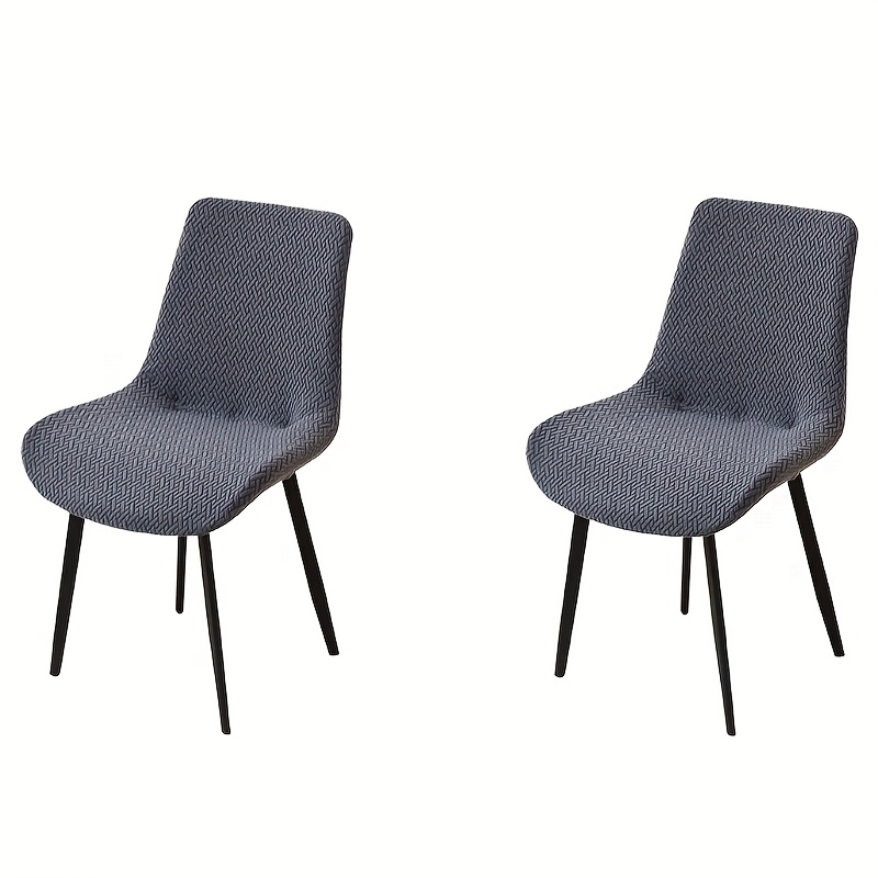 Image of 2pcs T Jacquard Chair Cover Curved Elastic Dining Chair Cover Chairs Seat Back Protector Covers For Living Room Kitchen Wedding