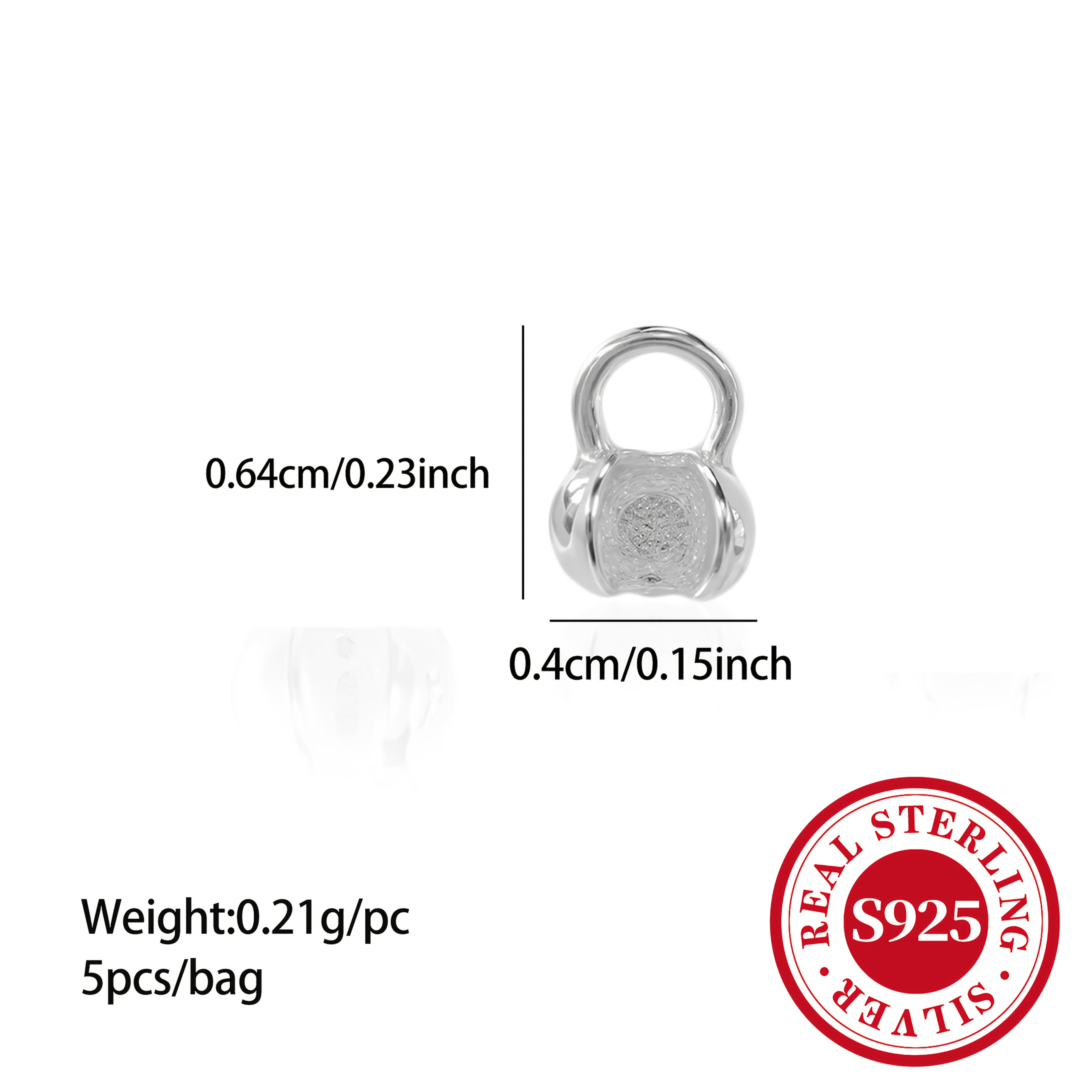 Image of 5pcs S925 Sterling Silvery Crescent Clasp 3mm/4mm/5mm End Bead Spacer Beads For Diy Bracelet Necklace Silvery Jewelry Accessories