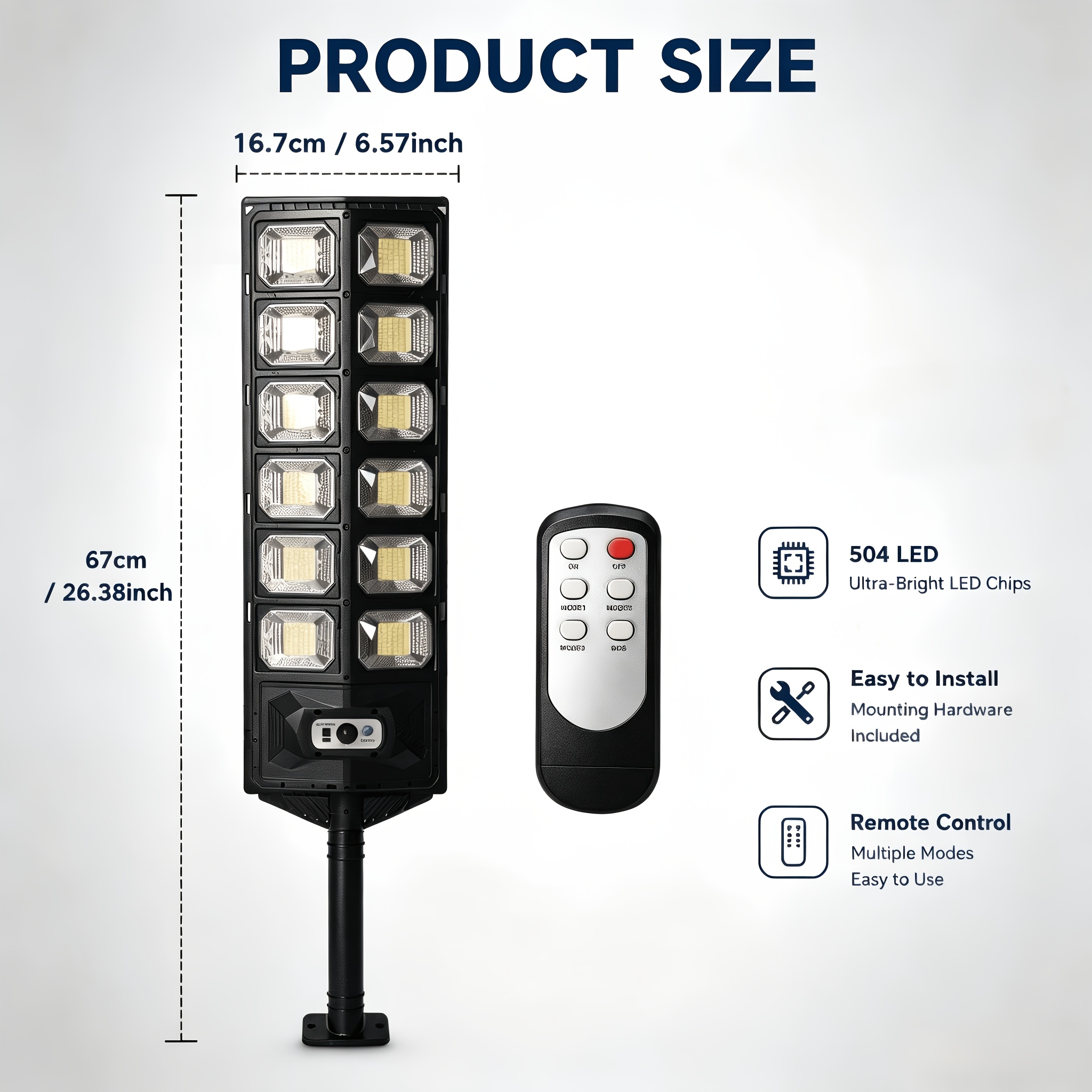 TEMU 504-led High-brightness Solar Outdoor Street Light, Featuring Wide-angle Outdoor Lighting. The Solar Panel And Light Are Integrated In 1 Design,