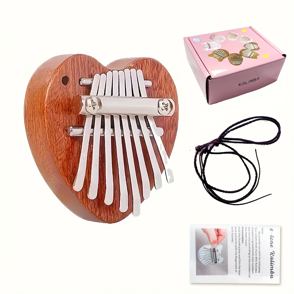 Mini Kalimba Thumb Piano 8-Key Wooden with Hanging Rope, Exquisite Finger Piano Instrument, Ideal Gift for Friends, Valentine'S Day, Adult Beginners
