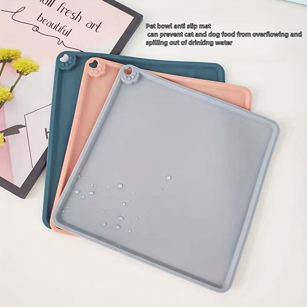 3pcs Silicone Cat Feeding Mat, Waterproof Anti-overflow Cat Bowl Mat, Easy To Floor Mat Cat Placemat