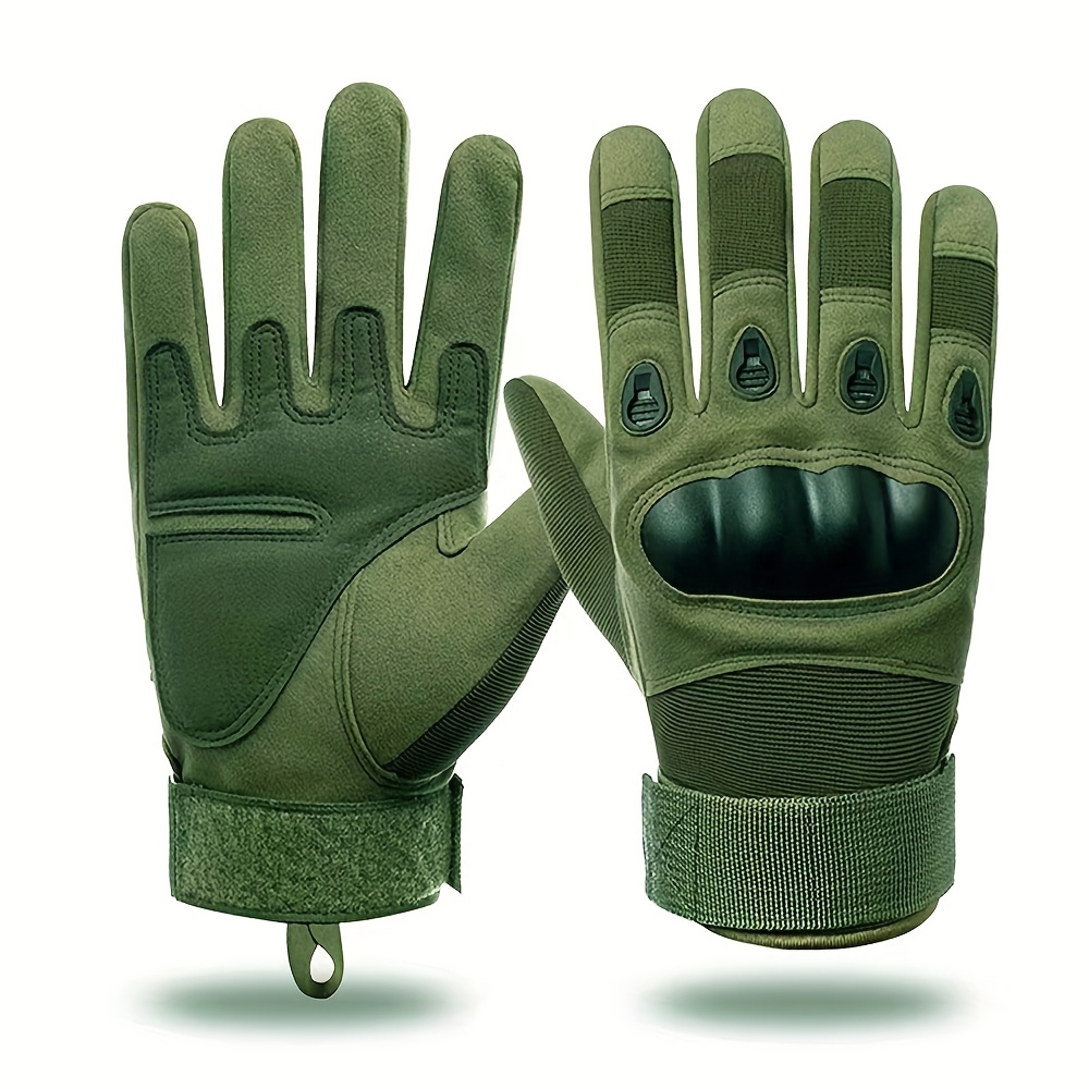 

Men's Winter Warm Gloves - Full Finger, Thickened Insulation, Anti-slip Grip For Outdoor Sports, Cycling & Motorcycle Riding, Olive Green With Black Padding, Polyester, Winter Gloves