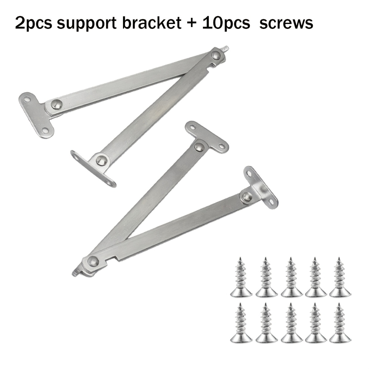 TEMU 12pcs Set Of Folding Lid Support Hinges (2 Support Rods + 10 Screws), 180-degree Rotating Hinges, Stainless Steel Lid Support Hinges, Suitable