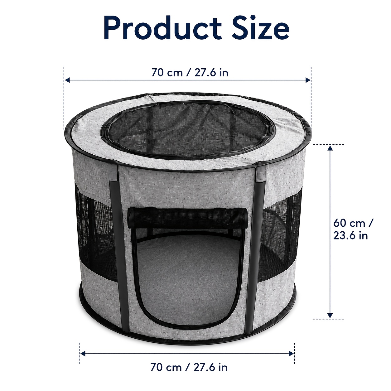 Foldable Portable Pop-Up Pet Playpen with Breathable Mesh Panels