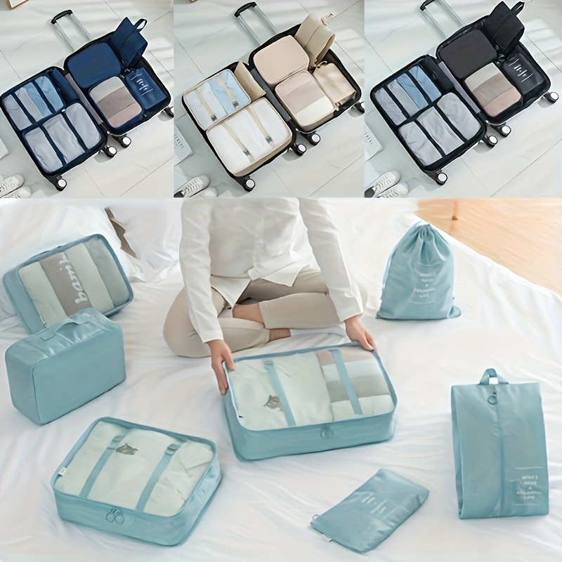 

7pcs Large Organizer Set - Packing Cubes For Clothes, Pants, Shoes & - Portable Luggage For Efficient Organization