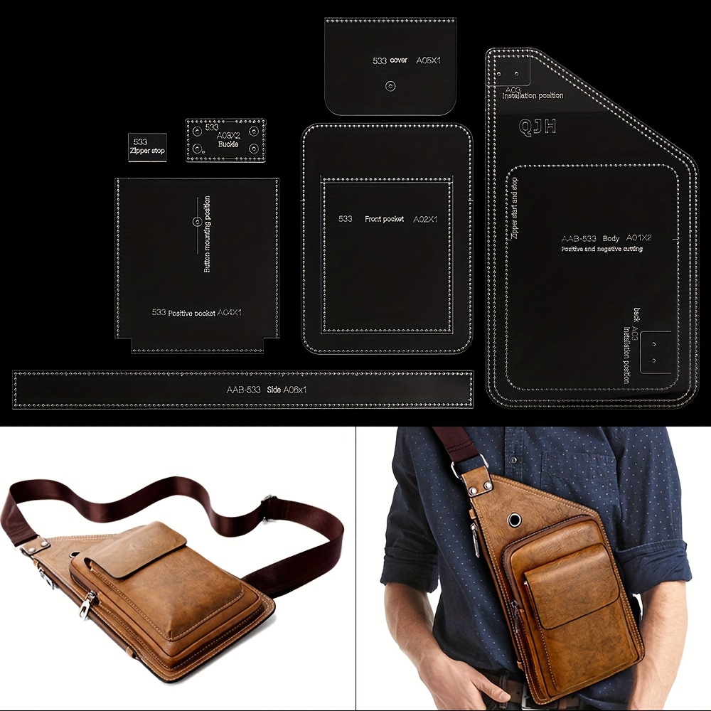 

Leathercraft Molds And Templates Set For Diy Products, Unisex Crossbody Bag And Sewing Kit