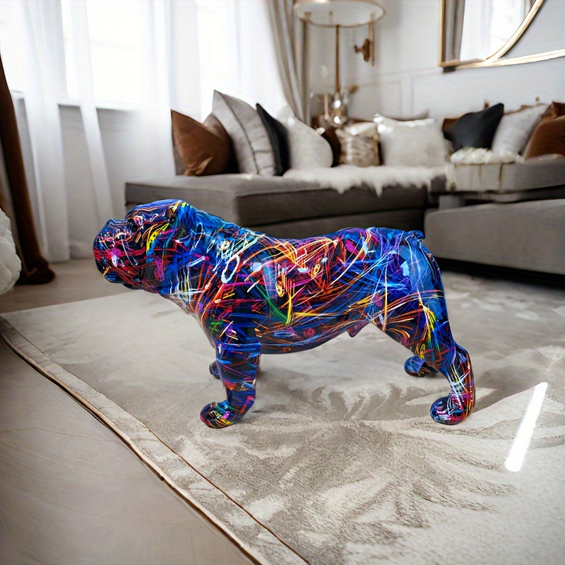 

Colorful Bulldog Figurine - Resin, Perfect For Home & Office Decor, Ideal Gift For Living Room, Entryway