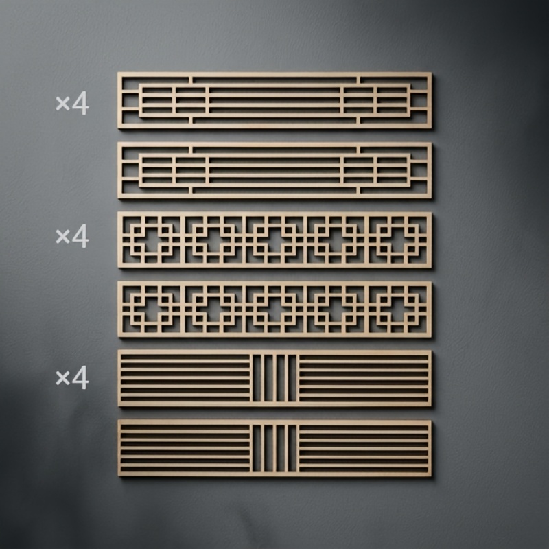 TEMU 12pcs/pack Mini Wooden Ancient Style Room Divider Screen, Miniature Landscape Sandbox Scene - Dollhouse , Basswood Model Material, Assembly