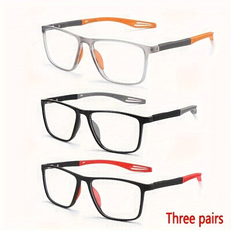 

3pcs Glasses For Middle-aged And Elderly Male And Female Sports Square Tr Frame Glasses Set Suitable For Leisure Schools, Business Accessories