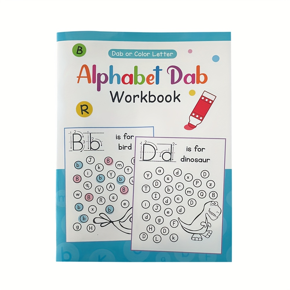 TEMU 28 Pages, A-z Alphabet Dab Workbook For Teenagers - Fun Letter Learning, Coloring, And Sound Association Activities - Ideal For Home - Mixed