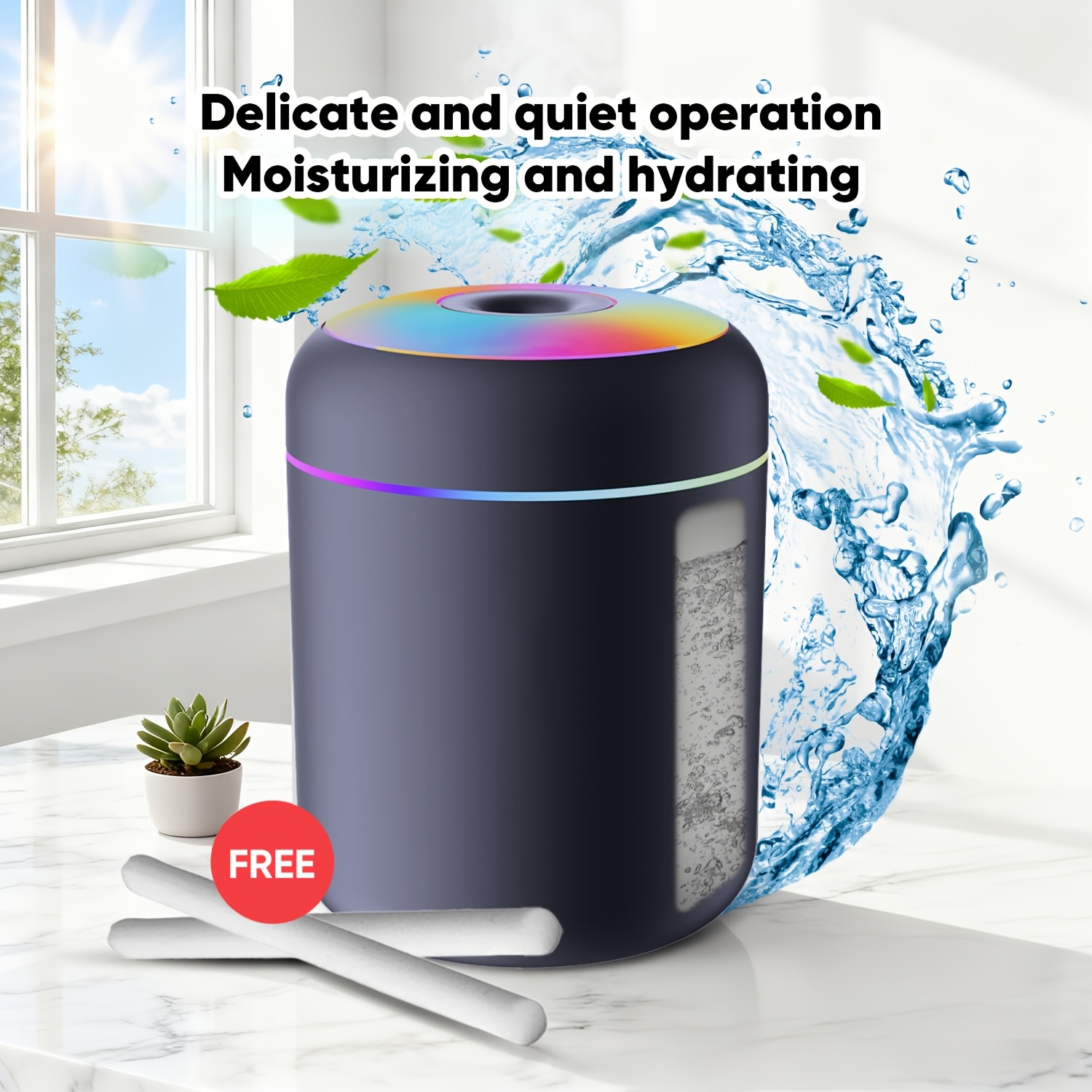 TEMU 1pc Essential Oil Aromatherapy Mist Diffuser& Humidifier With Color-changing Night Light, Function, And Cleanse With A Calming
