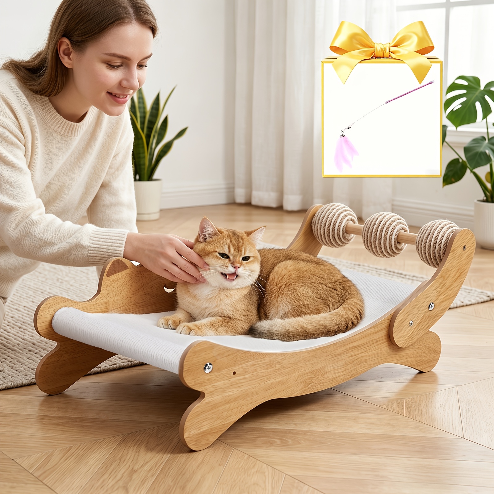TEMU Cat Scratching Board, Cat Scratch Pad With Replacement Scratching Felt, 3in 1 For Scratching Lounging And Playing, Extra Large Space Weight