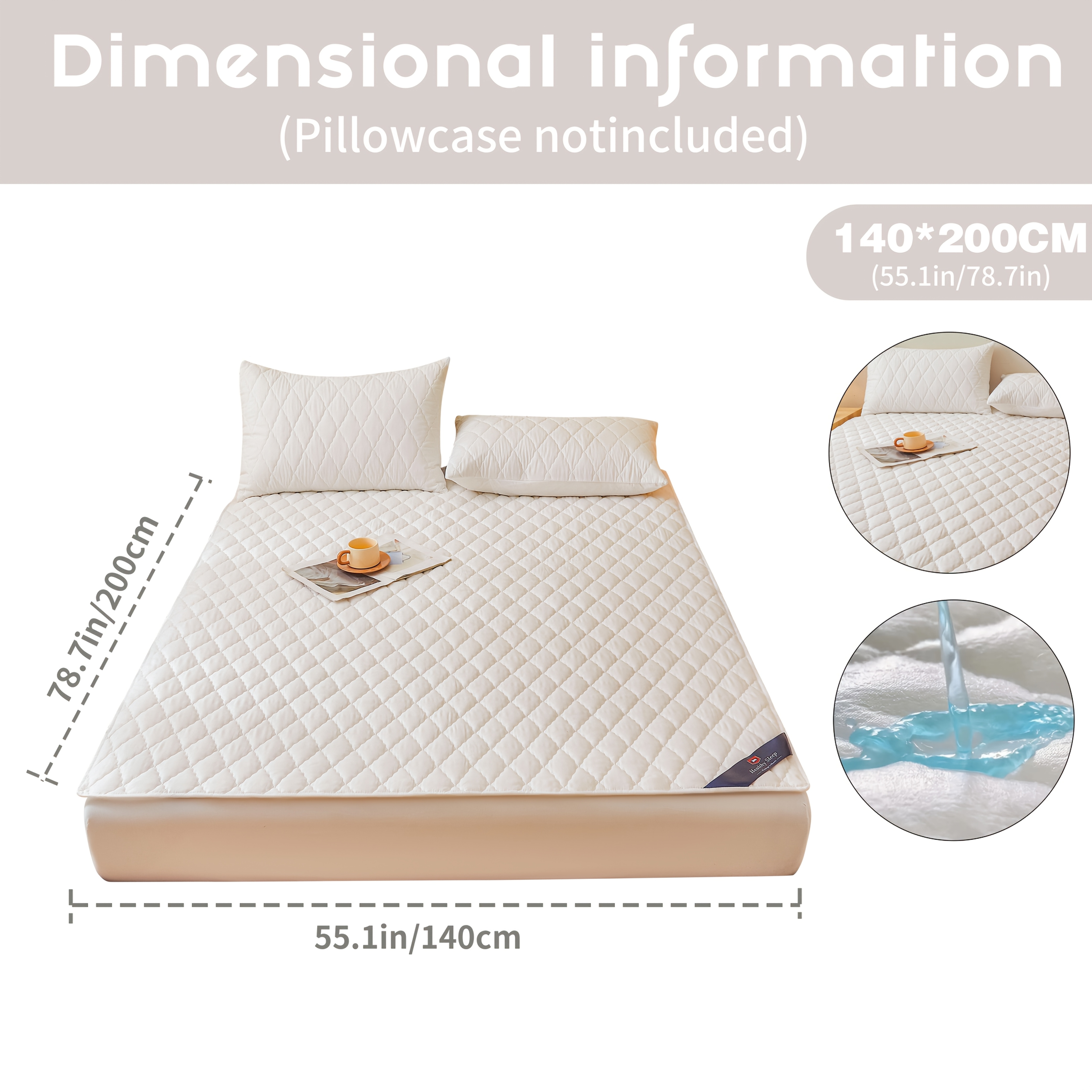 TEMU 1pc Soft And Comfortable Waterproof Moisture-absorbent Mattress Protector Cover, No Pillowcase Or Pillow Insert, Stain-resistant And Dirt-proof