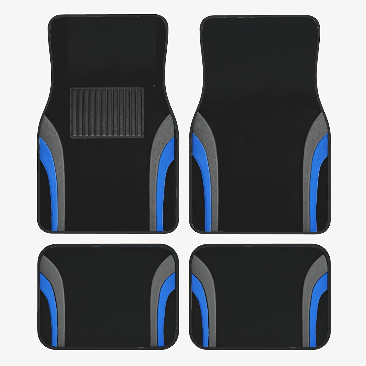 TEMU 4pcs Blue Pattern Car Floor Mats - Suitable For Cars, Trucks And Suvs - Durable Polyester - Perfect Gift For Men And Women - Interior Protection