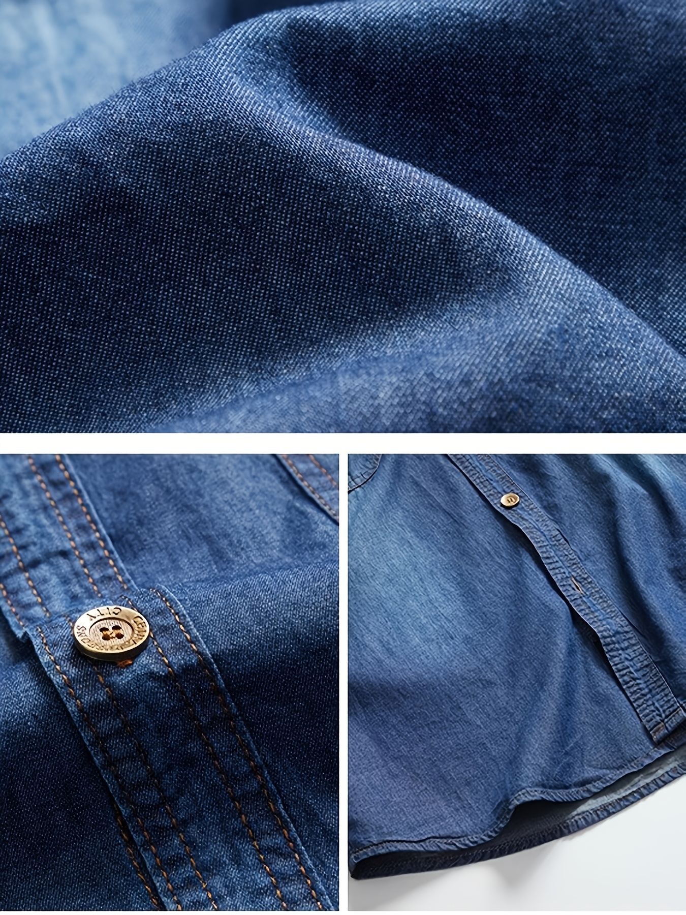 1pc of Retro Fashion Denim Short-Sleeved Shirt, Thin Style, Men'S Casual Multi-Pocket Workwear Denim Shirt. High-Quality Material, Soft And Comfortable, Wear-Resistant, Durable, And Wrinkle-Resistant. Two Chest Pockets Design