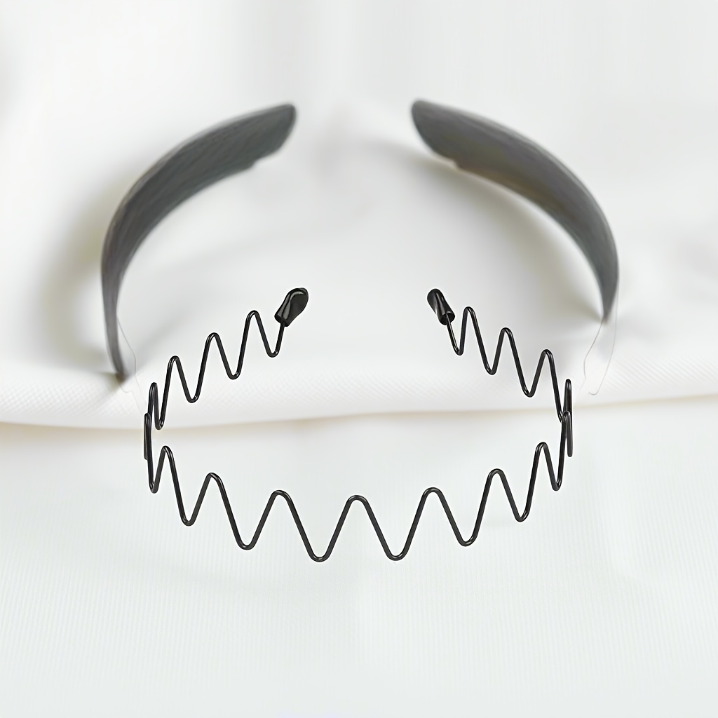 TEMU Schwarzes Metall Stirnband für Männer zum Gesicht Waschen, Haarband, Unsichtbares Sport Haarband für den Nacken, Haarstyling, Fixiertes