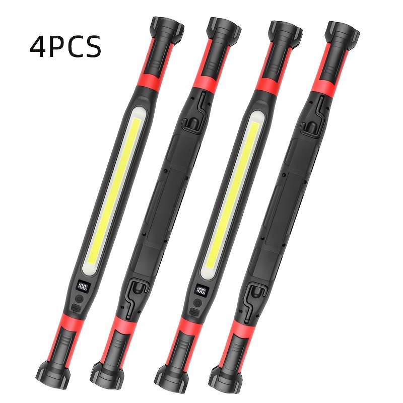 Lihangstar 4pcs Rechargeable Led Work Lights, High Brightness Magnetic Flashlights, Portable Camping Lights, With Hook, Suitable For Inspection, Workshop, Outdoor Emergency, Camping, Warehouse
