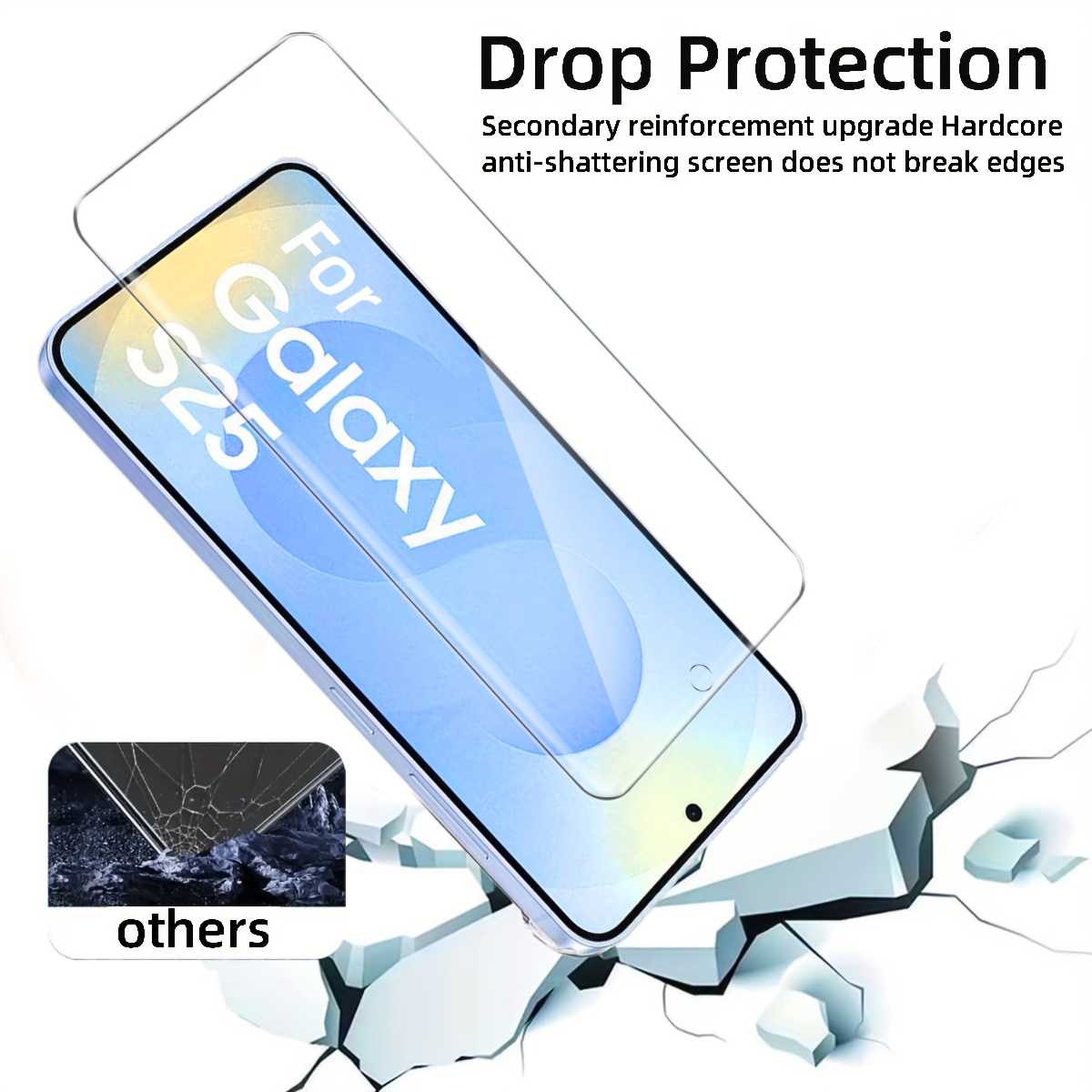 Pack of 3 High-Definition Fully Transparent Tempered Glass Screen Protectors, Compatible with Samsung Galaxy S25 / S25+ / S25 Ultra, Supports Ultrasonic Fingerprint Unlocking, Features an Oil-Repellent Coating, Scratch And Shatter Resistant, Smooth Surface, Designed to Be Compatible with Cases, Easy to Install.