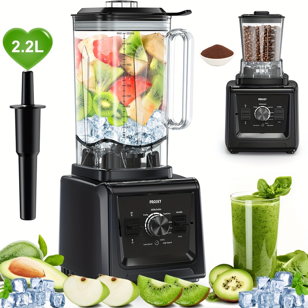 TEMU Prasky Professional Blender, Smoothies Blenders, 75oz 2 Containers, Blender And Grinder Combo 25000rpm Powerful Kitchen Blender, For Coffee Beans, Dried Chili, Ice , Juices Stand Mixer,