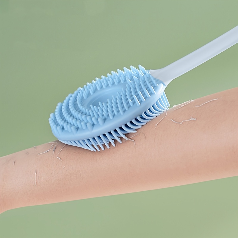 2pcs Long-Handled Silicone Bath Brushes with Hooks