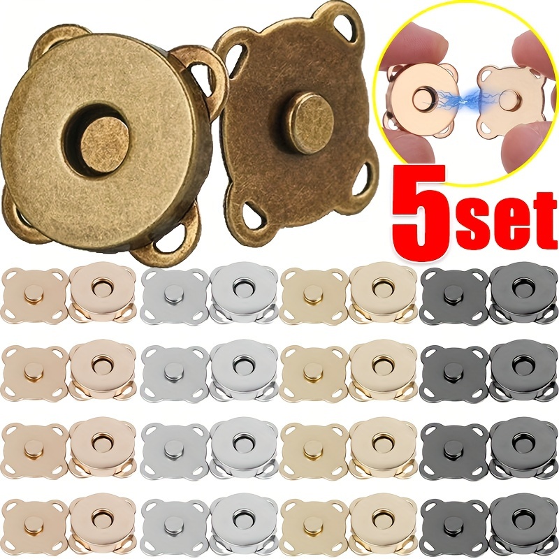 

5sets Sewing Magnetic Button, Diy Cloth Bag Pushing Close Buckle, Travel Accessories