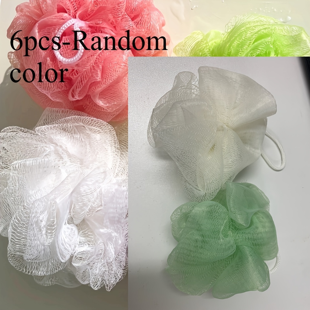 TEMU 6pcs Random Sponge Ball - Unisex Ultra Soft Exfoliating Bath Ball - Luxury Foam Deep Cleansing - For - Neutral Design - Premium Mesh Bath Ball