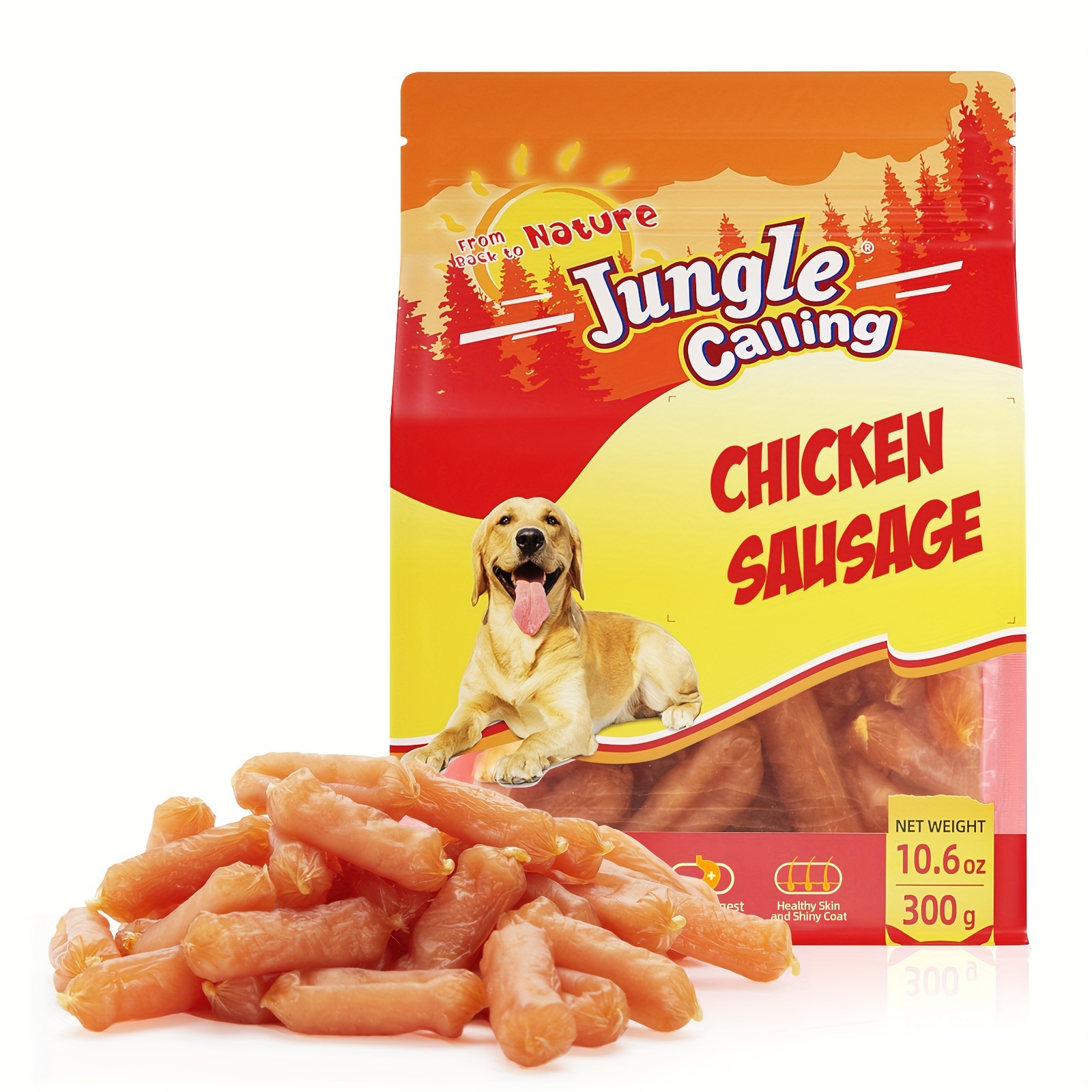 

Jungle Calling Dog Treats Chicken Jerky Training Treats, Slow Snacks For Medium And Large Dogs Treats 10.6 Ounce (chicken Sausage)