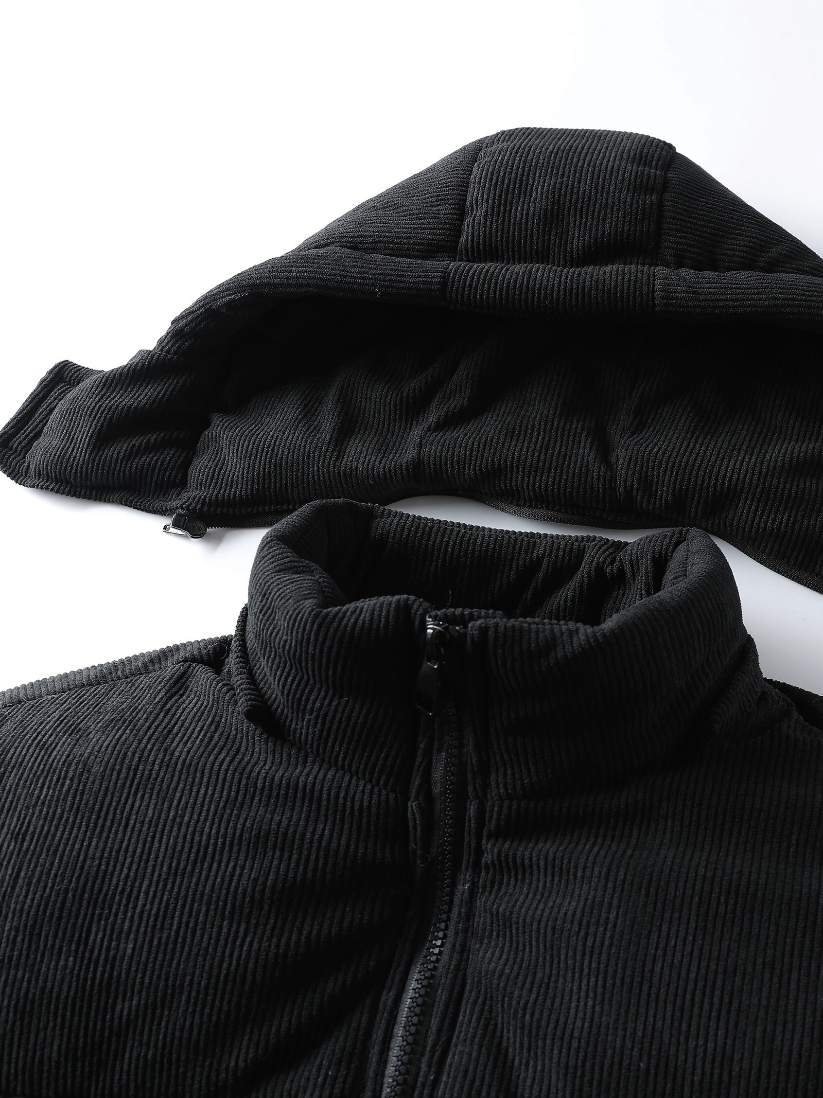 Heren Winterjas - & Bruine Kleurblok Jas met Capuchon en Volledige Ritssluiting