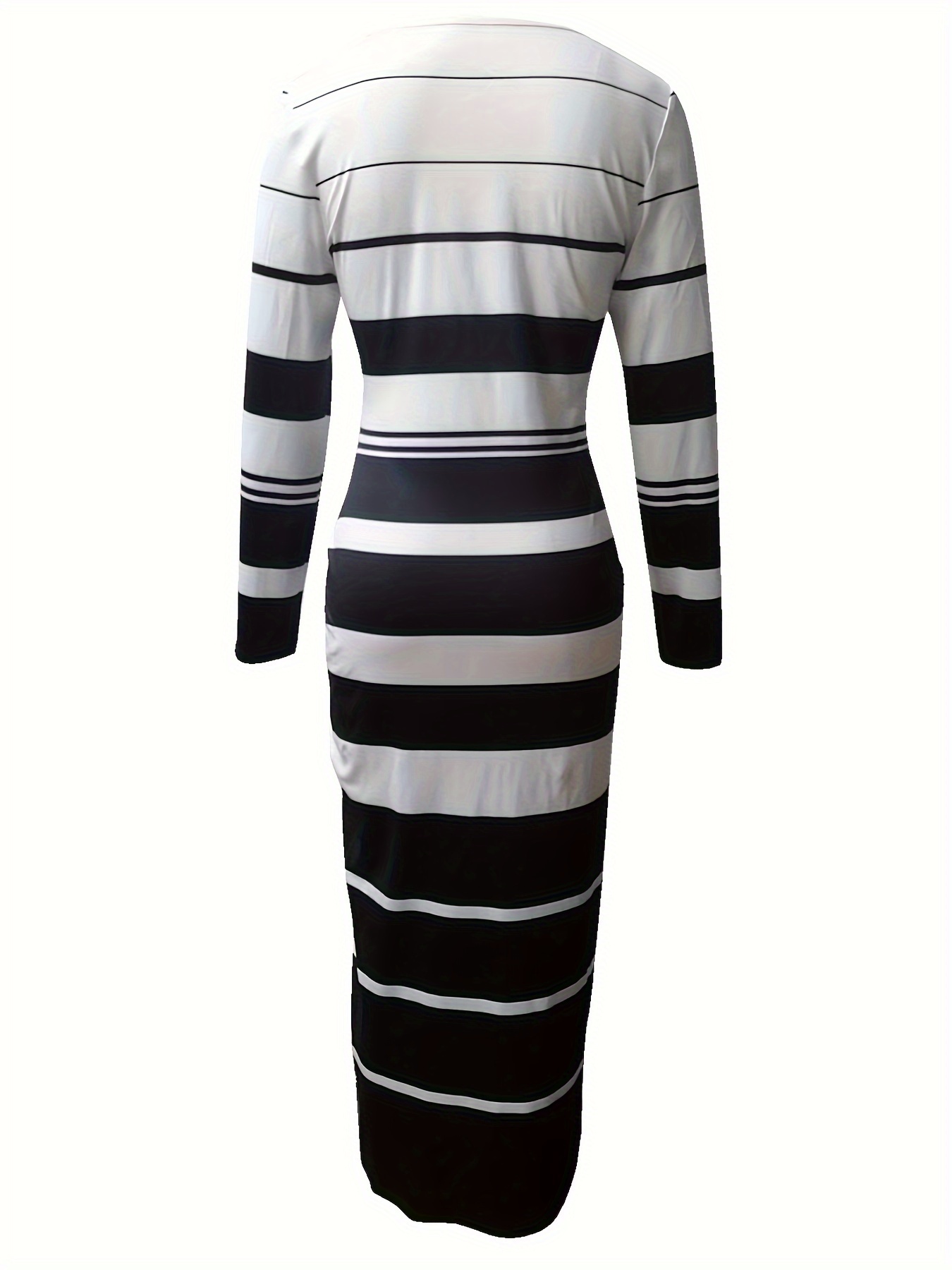 striped print crew neck dress elegant long sleeve - Temu United Kingdom